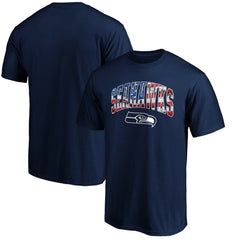 Seattle Seahawks Banner Wave Logo T-Shirt - College Navy sale