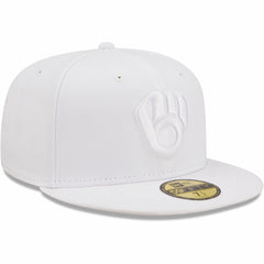 Milwaukee Brewers White on White 59FIFTY Fitted Hat