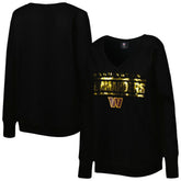 Washington Commanders Cuce Women's Sequin Logo V-Neck Pullover Sweatshirt - Black sale