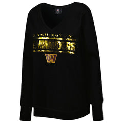 Washington Commanders Cuce Women's Sequin Logo V-Neck Pullover Sweatshirt - Black sale