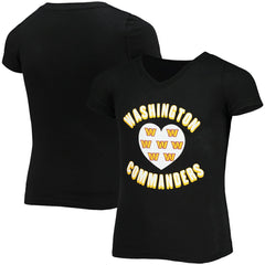 Washington Commanders New Era Girls Youth V-Neck T-Shirt - Black sale