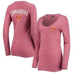Washington Commanders New Era Women's Scoop Neck Tri-Blend Long Sleeve T-Shirt - Burgundy outlet