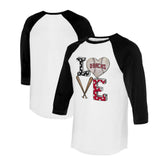 Arizona Diamondbacks Tiny Turnip Women's Baseball Love Raglan 3/4-Sleeve T-Shirt White/Black