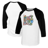 Los Angeles Dodgers Tiny Turnip Women's Peace Love Baseball 3/4-Sleeve Raglan T-Shirt White/Black