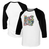 Milwaukee Brewers Tiny Turnip Women's Peace Love Baseball 3/4-Sleeve Raglan T-Shirt White/Black
