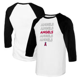 Los Angeles Angels Tiny Turnip Women's Stacked 3/4-Sleeve Raglan T-Shirt White/Black