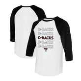 Arizona Diamondbacks Tiny Turnip Women's Stacked 3/4-Sleeve Raglan T-Shirt White/Black