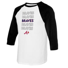 Atlanta Braves Tiny Turnip Women's Stacked 3/4-Sleeve Raglan T-Shirt White/Black