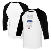 Chicago Cubs Tiny Turnip Youth Stacked Raglan 3/4 Sleeve T-Shirt White/Black