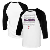 Cleveland Guardians Tiny Turnip Youth Stacked Raglan 3/4 Sleeve T-Shirt White/Black