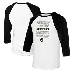 Milwaukee Brewers Tiny Turnip Youth Stacked Raglan 3/4 Sleeve T-Shirt White/Black