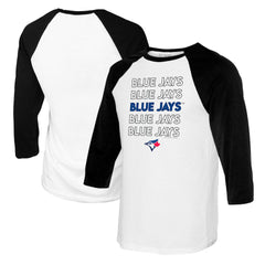 Toronto Blue Jays Tiny Turnip Youth Stacked Raglan 3/4 Sleeve T-Shirt White/Black