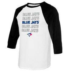 Toronto Blue Jays Tiny Turnip Youth Stacked Raglan 3/4 Sleeve T-Shirt White/Black