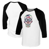 Atlanta Braves Tiny Turnip Women's Sugar Skull 3/4-Sleeve Raglan T-Shirt White/Black