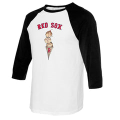 Boston Red Sox Tiny Turnip Youth Triple Scoop Raglan 3/4 Sleeve T-Shirt White/Black