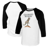 Colorado Rockies Tiny Turnip Youth TT Rex Raglan 3/4 Sleeve T-Shirt White/Black