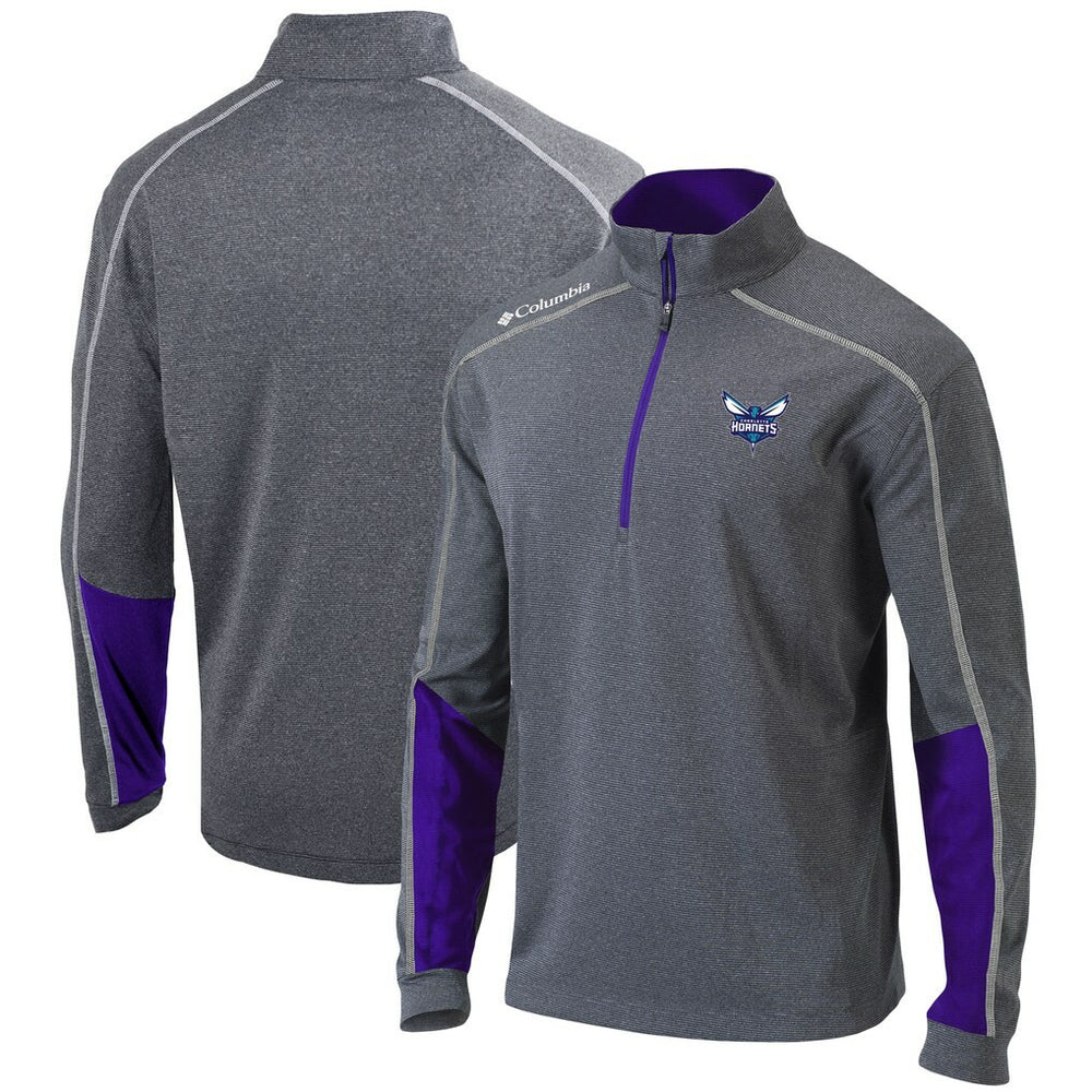 Charlotte Hornets Omni-Wick Shotgun 2.0 Quarter-Zip Pullover Top - Heathered Gray/Purple for sale