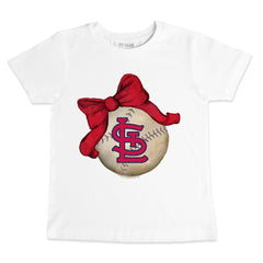 St. Louis Cardinals Tiny Turnip Youth Baseball Bow T-Shirt White