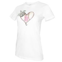 San Diego Padres Tiny Turnip Women's Baseball Tiara Heart T-Shirt White