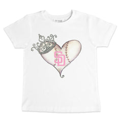 San Diego Padres Tiny Turnip Youth Baseball Tiara Heart T-Shirt White