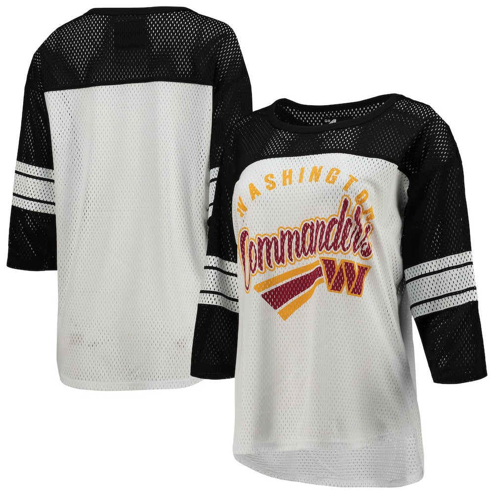 Washington Commanders G-III 4Her by Carl Banks Women's First Team 3/4-Sleeve Mesh T-Shirt - White/Black online