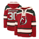 Martin Brodeur New Jersey Devils '47 Retired Player Name & Number Lacer Pullover Hoodie - Red Jerseys