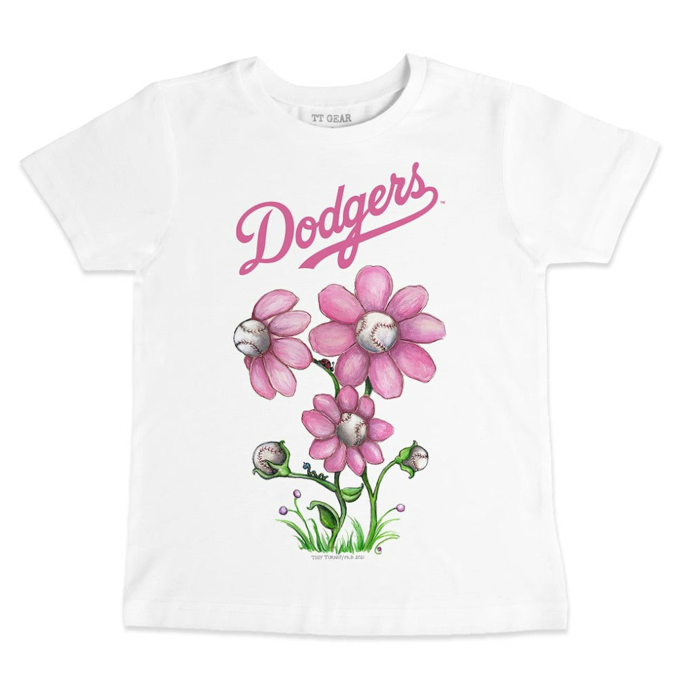 Los Angeles Dodgers Tiny Turnip Youth Blooming Baseballs T-Shirt White
