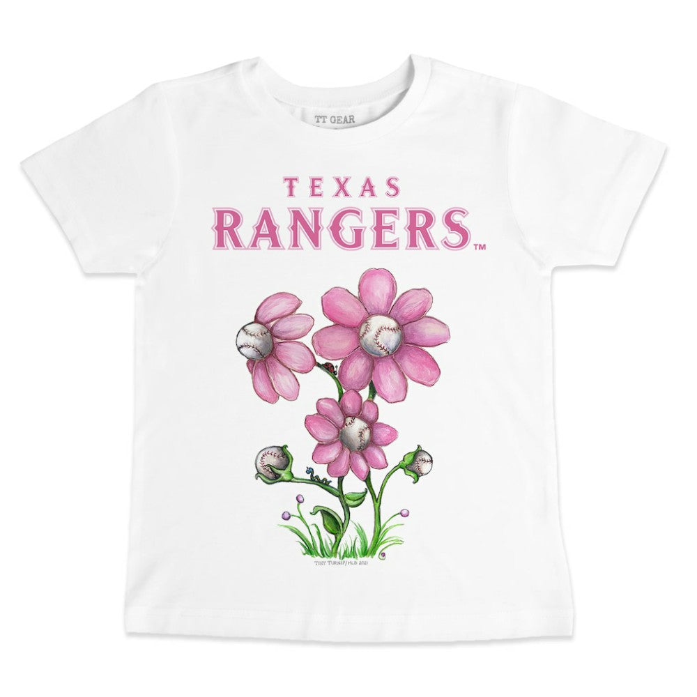 Texas Rangers Tiny Turnip Youth Blooming Baseballs T-Shirt White