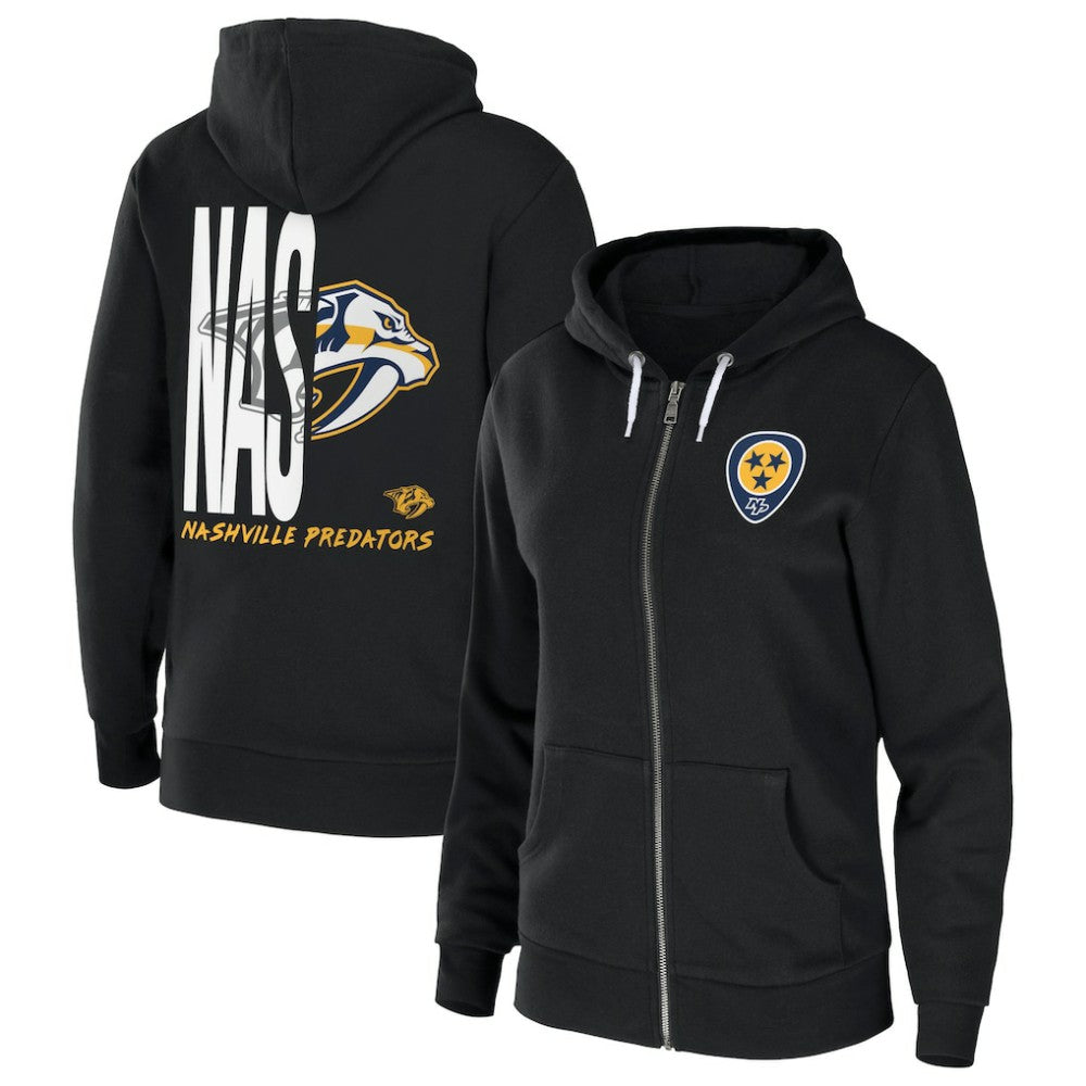 Nashville Predators WEAR by Erin Andrews Women's Sponge Fleece Full-Zip Hoodie - Black Hoodies
