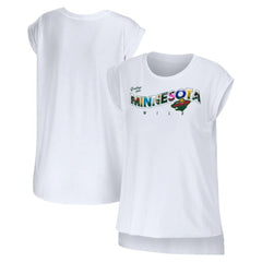 Minnesota Wild WEAR by Erin Andrews Women's Greetings From Muscle T-Shirt - White T-shirts