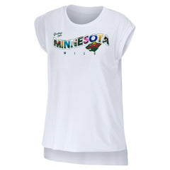 Minnesota Wild WEAR by Erin Andrews Women's Greetings From Muscle T-Shirt - White T-shirts