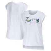 Seattle Kraken WEAR by Erin Andrews Women's Greetings From Muscle T-Shirt - White T-shirts