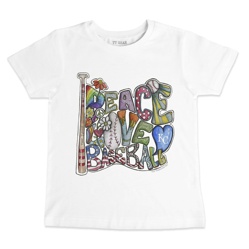 Kansas City Royals Tiny Turnip Youth Peace Love Baseball T-Shirt White