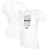 Atlanta Braves Tiny Turnip Women's Stacked T-Shirt White