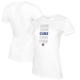 Chicago Cubs Tiny Turnip Women's Stacked T-Shirt White
