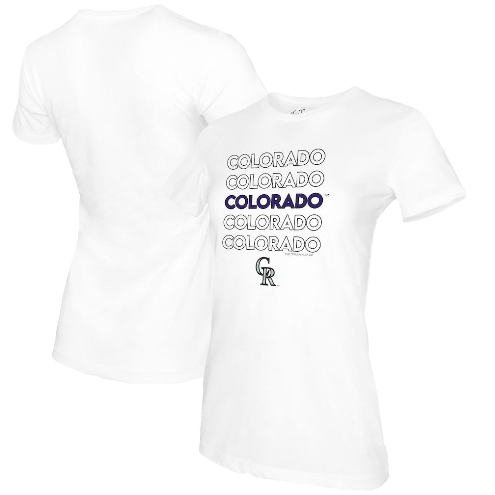 Colorado Rockies Tiny Turnip Women's Stacked T-Shirt White