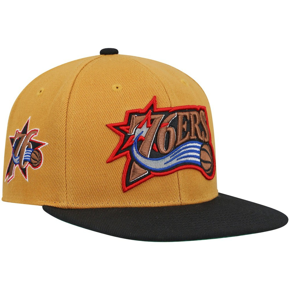 Philadelphia 76ers Hardwood Classics Snapback Hat - Gold/Black for sale