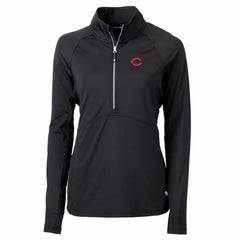 Cincinnati Reds Cutter & Buck Women's Adapt Eco Knit Stretch Half-Zip Pullover Top Black