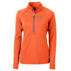 Houston Astros Cutter & Buck Women's Adapt Eco Knit Stretch Half-Zip Pullover Top Orange