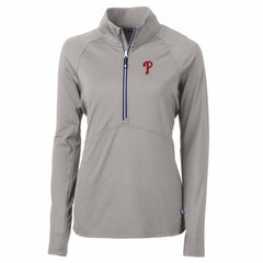 Philadelphia Phillies Cutter & Buck Women's Adapt Eco Knit Stretch Half-Zip Pullover Top Gray