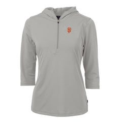 San Francisco Giants Cutter & Buck Women's Virtue Eco Pique 3/4 Sleeve Half-Zip Pullover Hoodie Gray