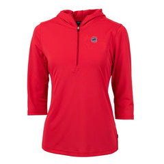 Chicago Cubs Cutter & Buck Women's Virtue Eco Pique 3/4 Sleeve Half-Zip Pullover Hoodie Red