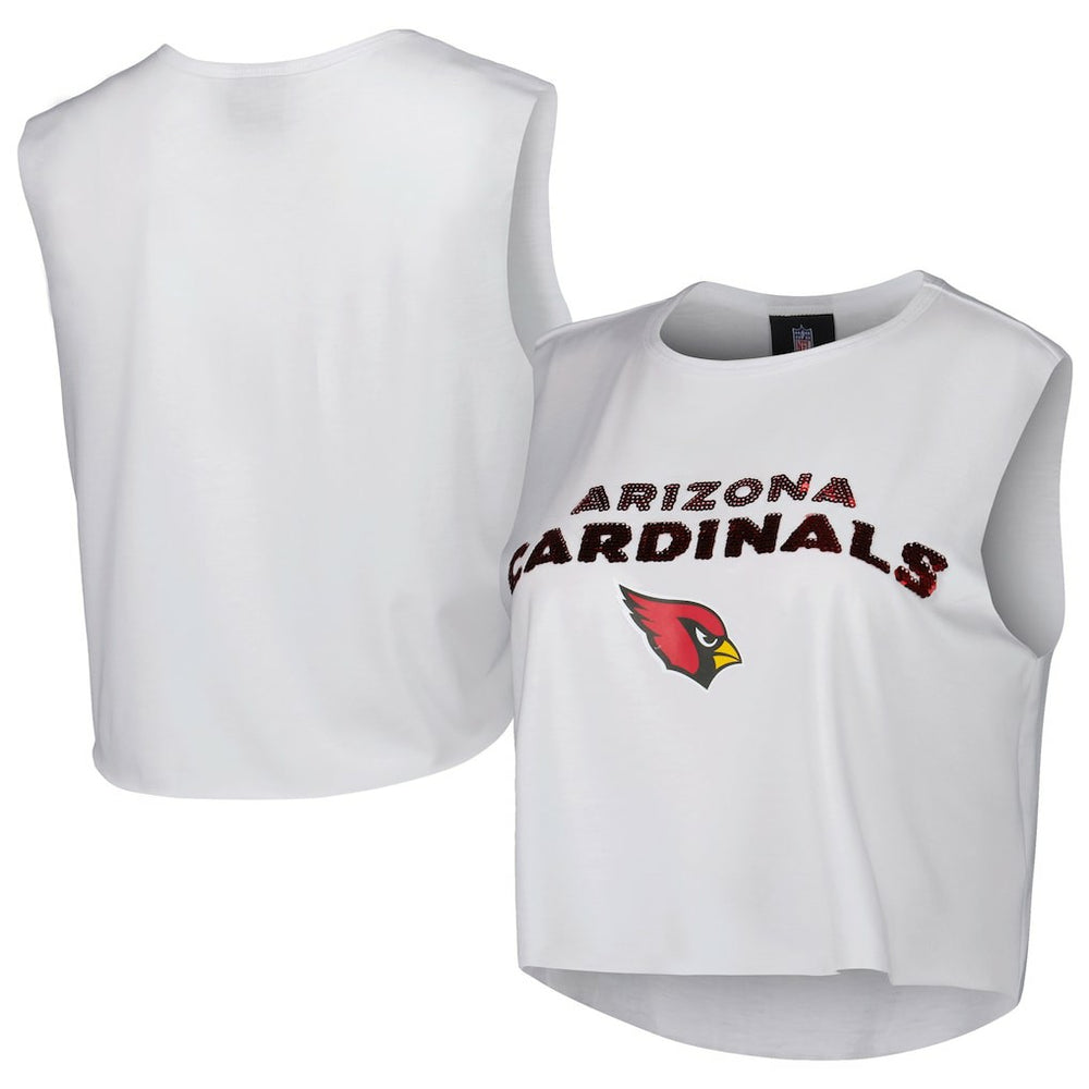 Arizona Cardinals Cuce Women's Sequin Cropped Tank Top - White discount