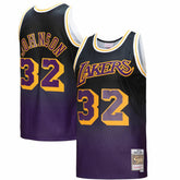 Magic Johnson Los Angeles Lakers 1984/85 Hardwood Classics Fadeaway Swingman Player Jersey - Purple/Black for sale