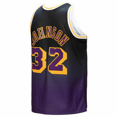 Magic Johnson Los Angeles Lakers 1984/85 Hardwood Classics Fadeaway Swingman Player Jersey - Purple/Black for sale