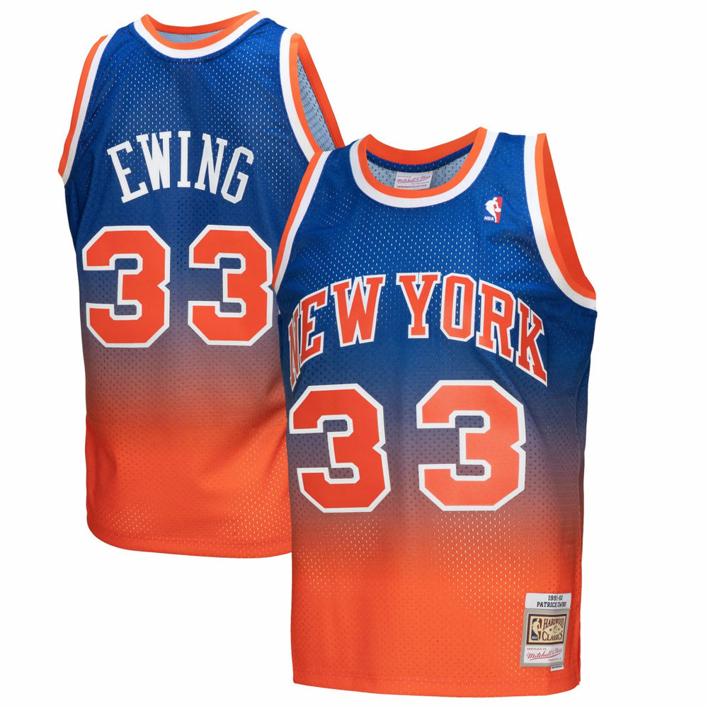 Patrick Ewing New York Knicks 1991/92 Hardwood Classics Fadeaway Swingman Player Jersey - Orange/Royal shop