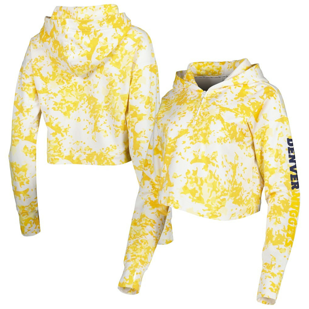 Denver Nuggets Lusso Women's Maia Tri-Blend Cropped Quarter-Zip Top sale - Gold/White online