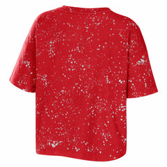 Toronto Raptors WEAR by Erin Andrews Women's Bleach Splatter Notch Neck T-Shirt - Red shop