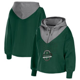Milwaukee Bucks WEAR by Erin Andrews Women's Pieced Quarter-Zip Hoodie Jacket - Hunter Green shop