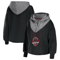 Miami Heat WEAR by Erin Andrews Women's Pieced Quarter-Zip Hoodie Jacket - Black on sale